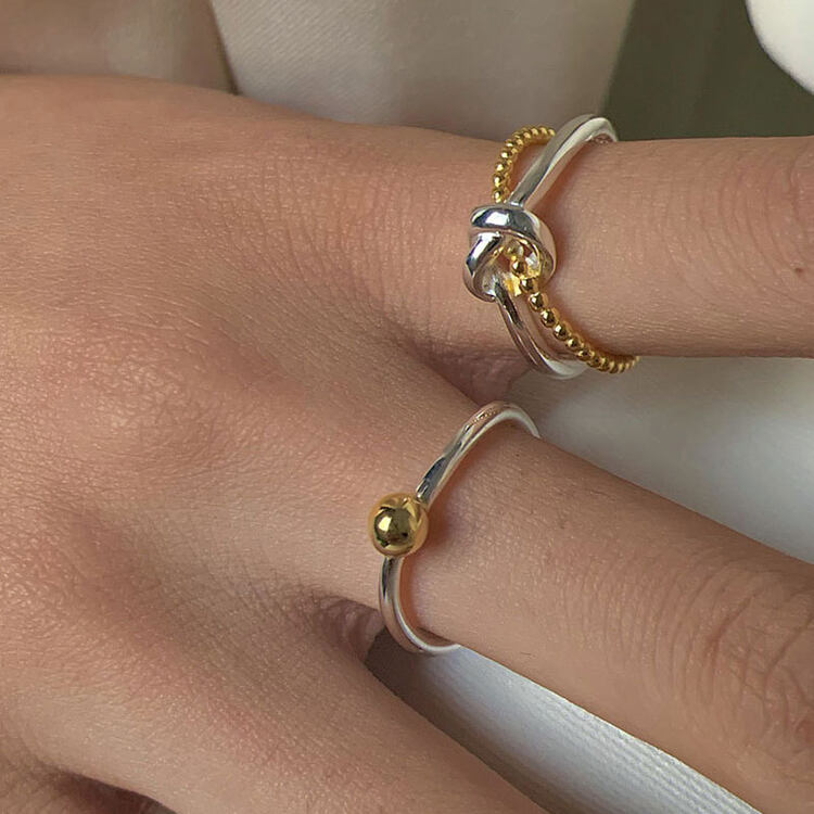 [inside] Korean version simple color contrast knot personalized geometric open ring j3361# zxl
