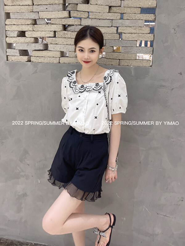 [Feimao (Yimao)] Korean style small fresh embroidered shirt ym-8145\lsl