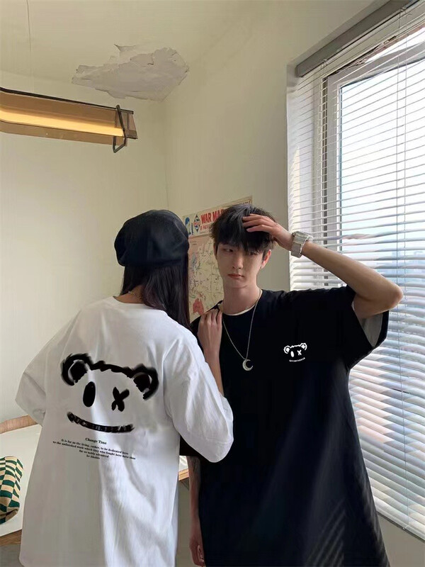 [j.2] Korean ins cartoon couple short sleeve T-shirt 0868\lsw