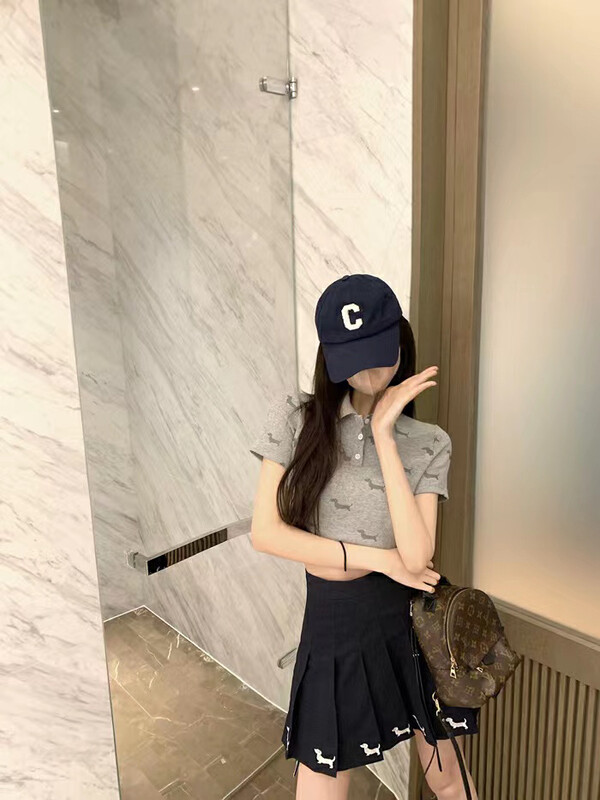 [Fanfan] college style American casual short sleeve + pleated slim comfortable skirt and Pants Set 0071\zxx