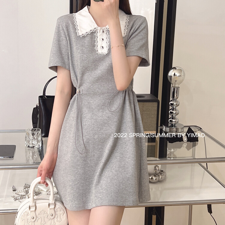 [Feimao (Yimao)] contrast color polo collar open waist dress ys1-ym-80029\lsl