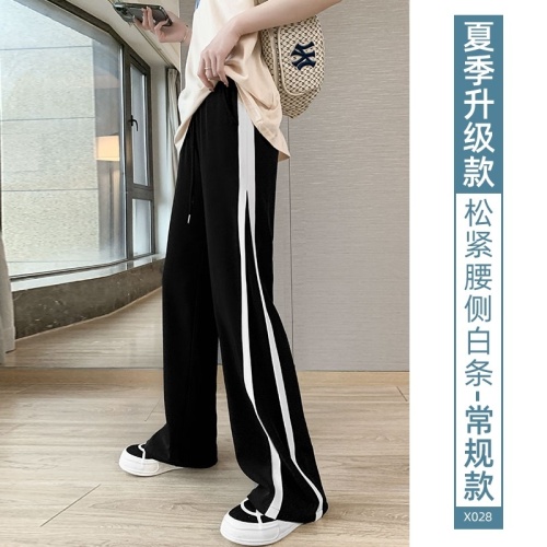 Official website sports pants women's summer thin casual straight tube thin high waist hanging feeling summer suit wide leg pants