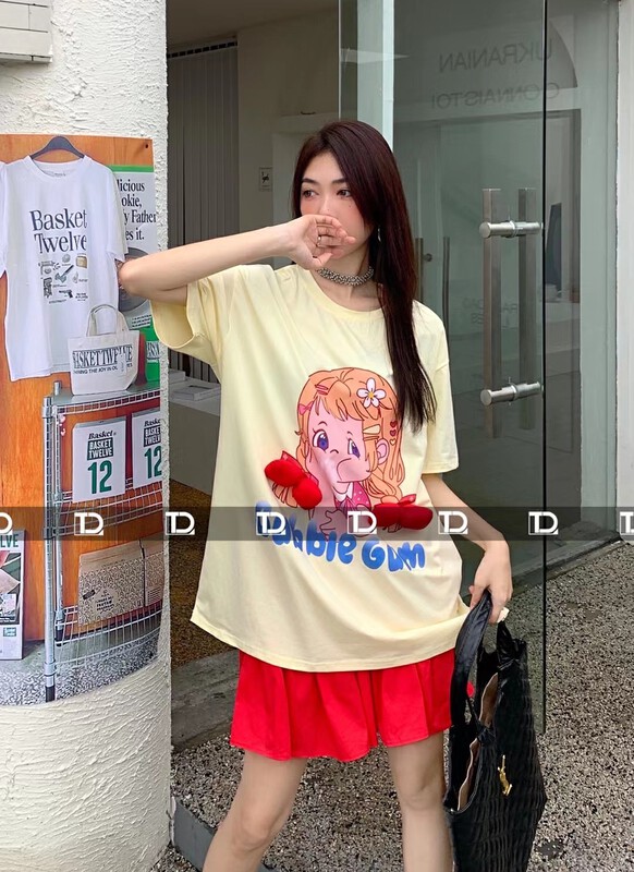 [original by tangdou] loose three-dimensional bow short sleeve T-shirt (bow can not be removed) 9818\wtt
