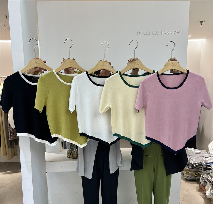 [vi.liu Liu] irregular color matching fashion sweater 80010\zxl