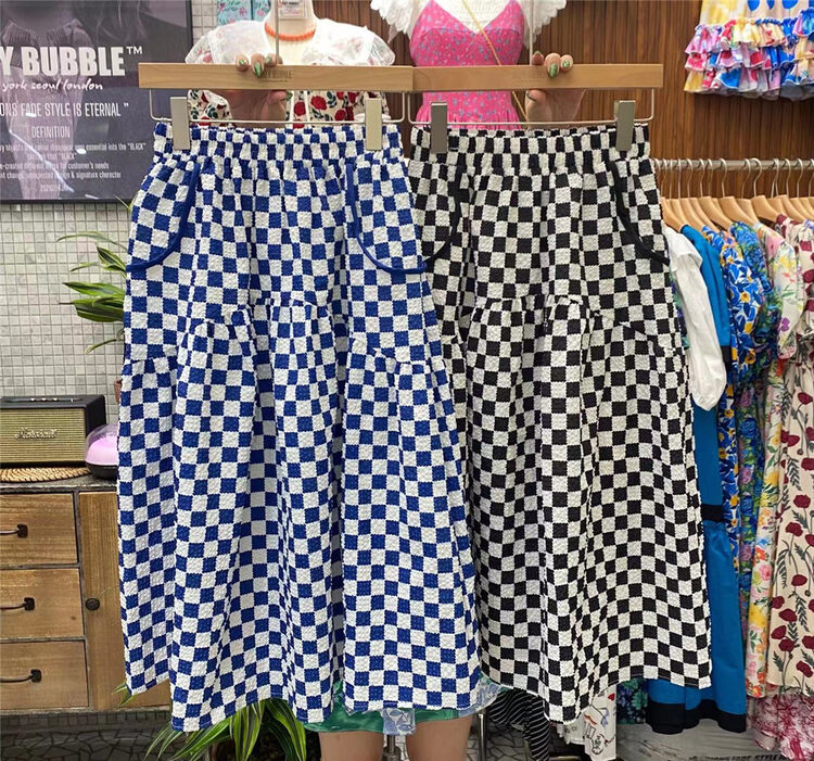 [suzybubble] Korean loose check skirt 559\wpl
