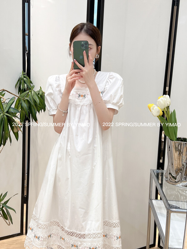 [Feimao (Yimao)] Fashion Square Neck embroidered dress ym-8143\lsl