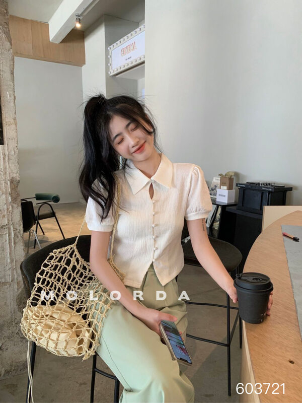 [morada] casual simple short shirt 603721# XYY