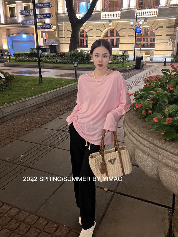 Original price 48.50! [Yimao] leisure simple backless loose long sleeve sunscreen shirt ym-7823\lsl