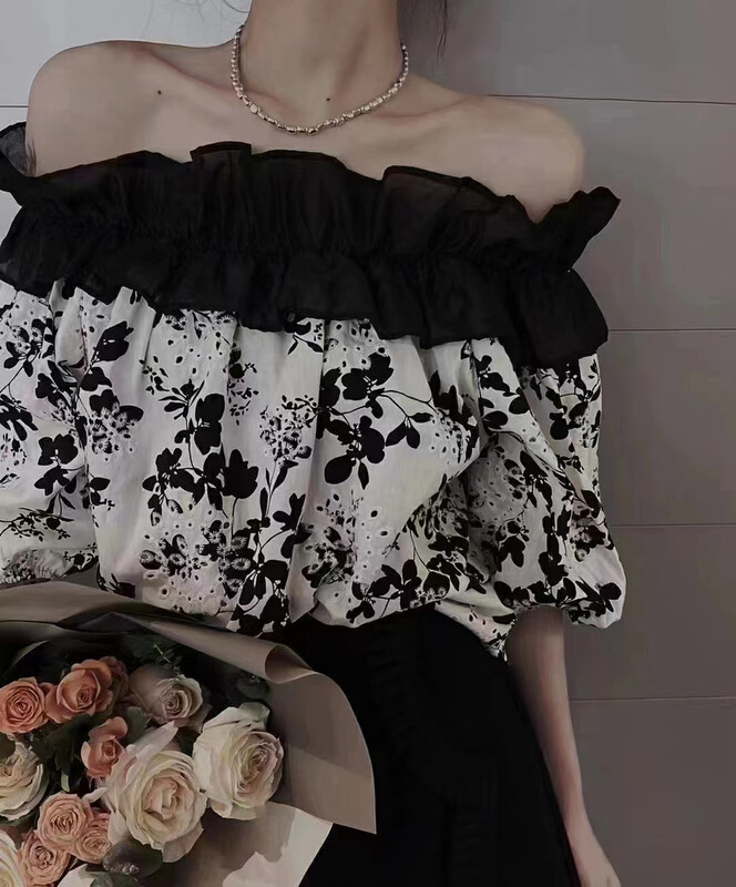 [I do do] floral shoulder shirt 8188\jj