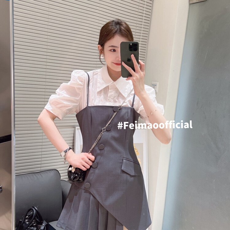 New in early summer! [Feimao (Yimao)] suspender fashion dress + simple shirt suit ym-7213\lsl