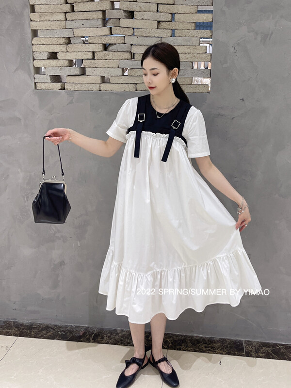 Original price 108.99! [Feimao (Yimao)] Korean fashion patchwork dress ym-8141\lsl