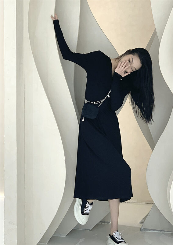 New year in early spring! [yhpi] little womanly V-neck dress at waist 2576 \jj