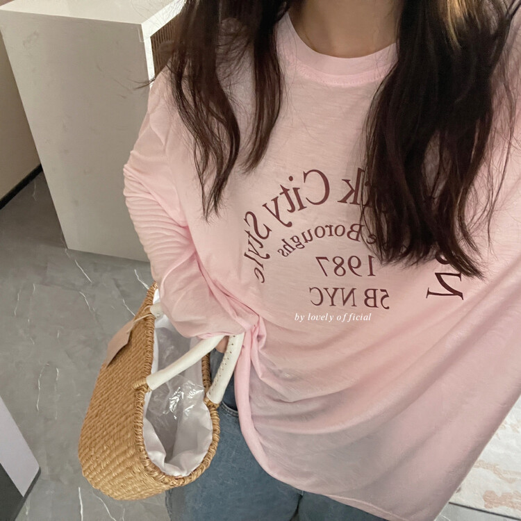 [love] Korean alphabet printed casual sunscreen shirt z1226# HBx