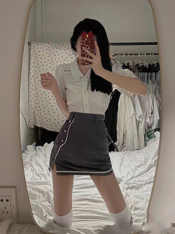 [Hello Miss] fashionable shirt + slim skirt suit 81152\pcz