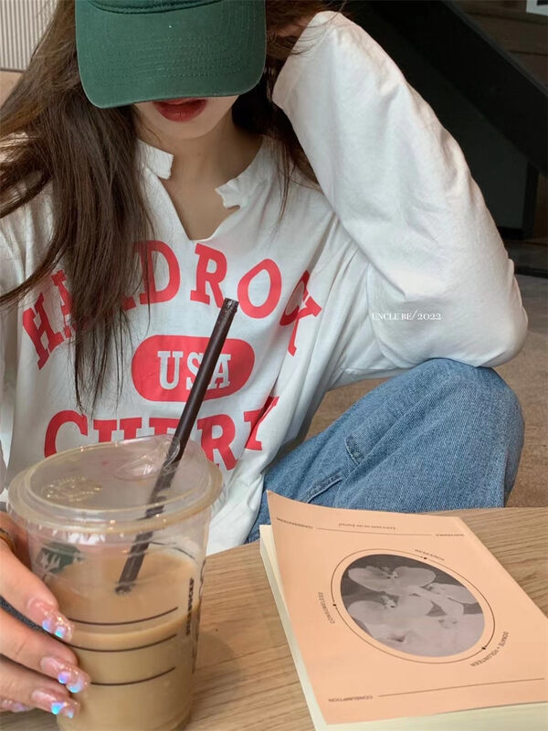 [uncle be] Korean version wild letter leisure long sleeve T-shirt 3105\xyy