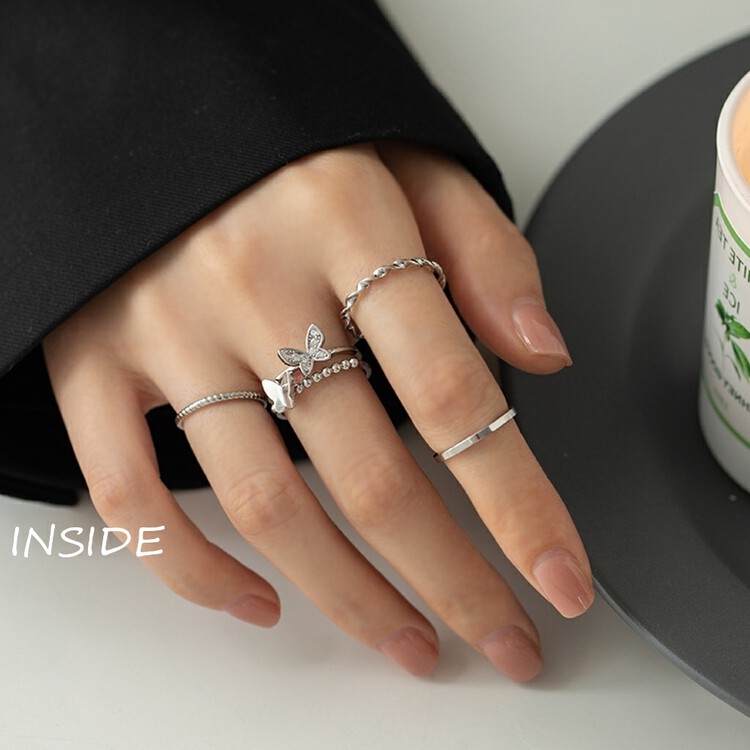 [inside] exquisite advanced sense simple cool butterfly four piece ring j3374\zxl