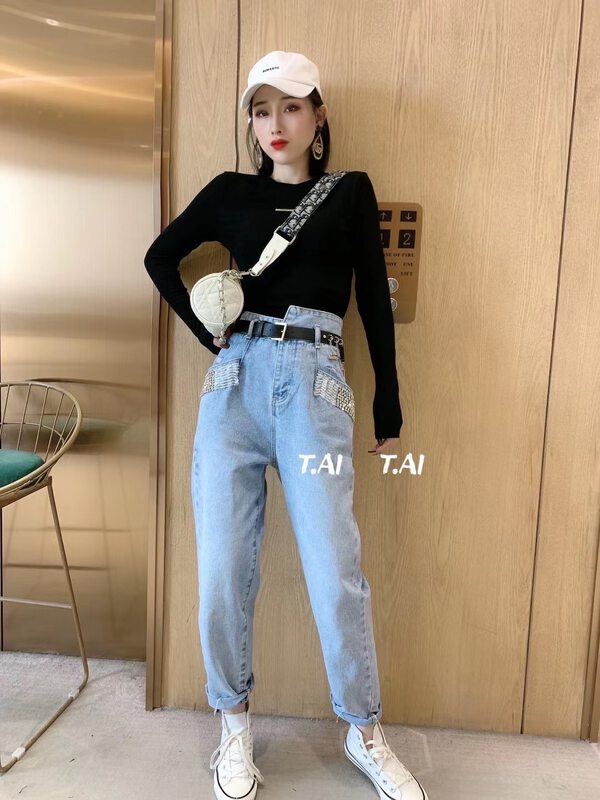 A new year in early spring! [t.ai] fashionable Korean high waist jeans (without belt) ys1-9994\zxx