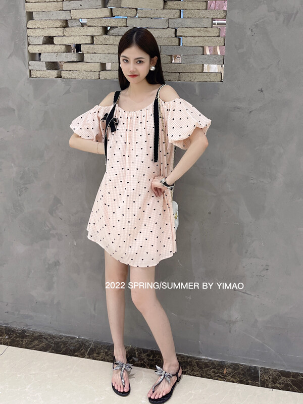 [Feimao (Yimao)] Korean off shoulder suspender sweet dress ym-8177# LSL