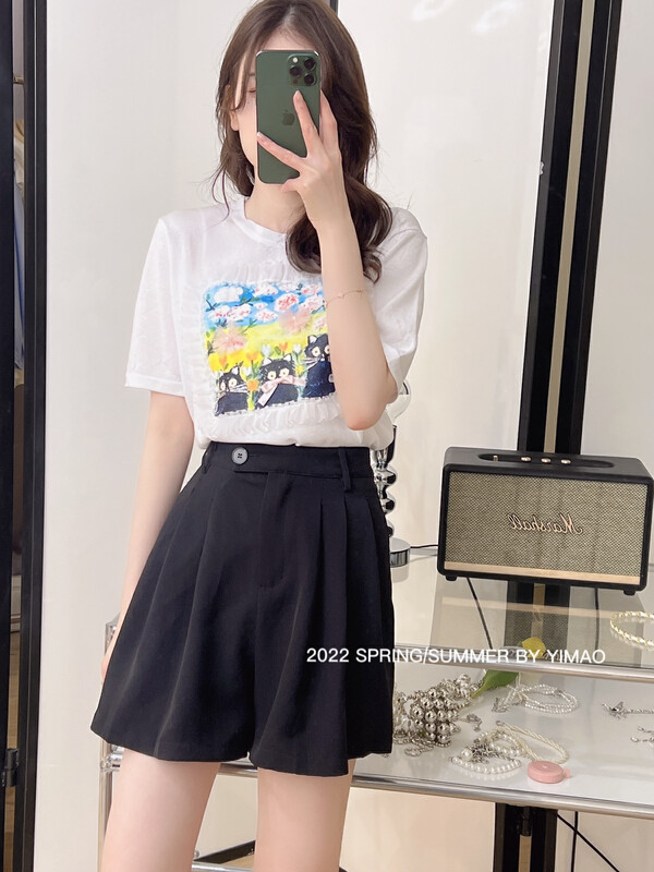 Original price: 62.04! [Feimao (Yimao)] round neck printed short sleeve T-shirt ym-6115\lsl