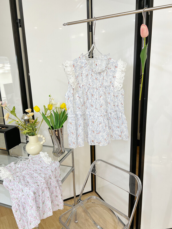 [Feimao (Yimao)] Korean floral sleeveless shirt z-4090\lsl