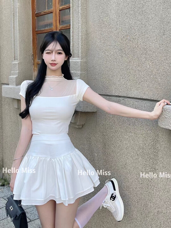 [Hello Miss] pure perspective slim fitting short shirt 6365# PCZ