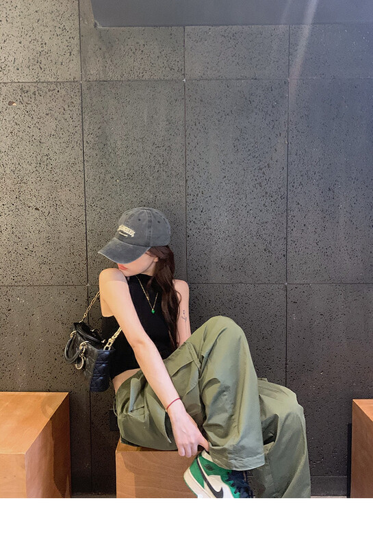 [I do do] solid color versatile pocket casual pants 6091-2 \jj