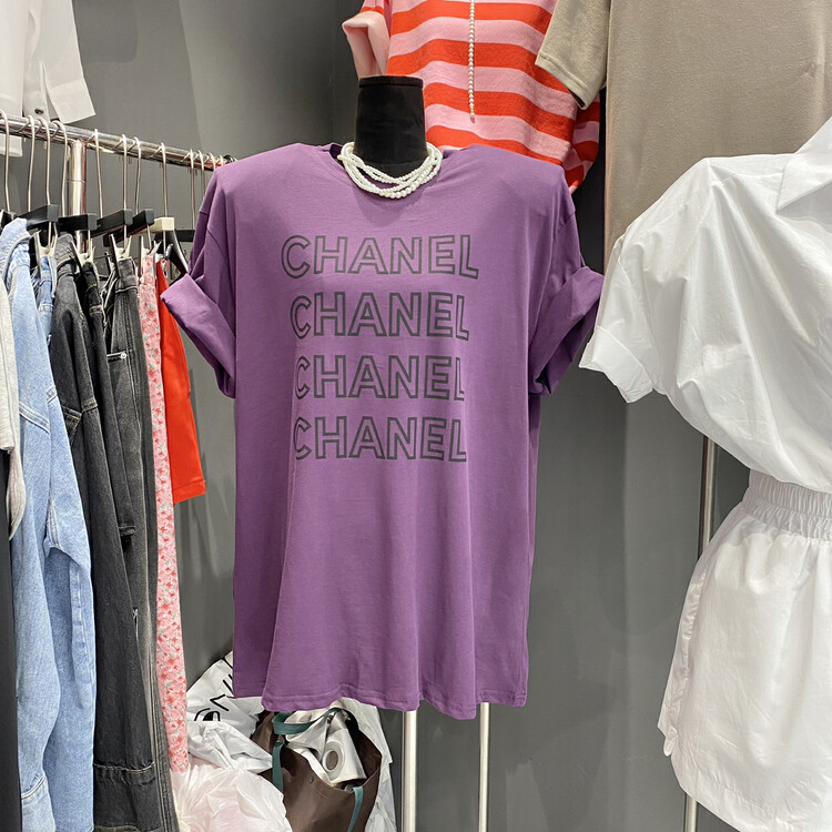 [ajroom] casual shoulder pad printed short sleeve T-shirt 3387# zxl