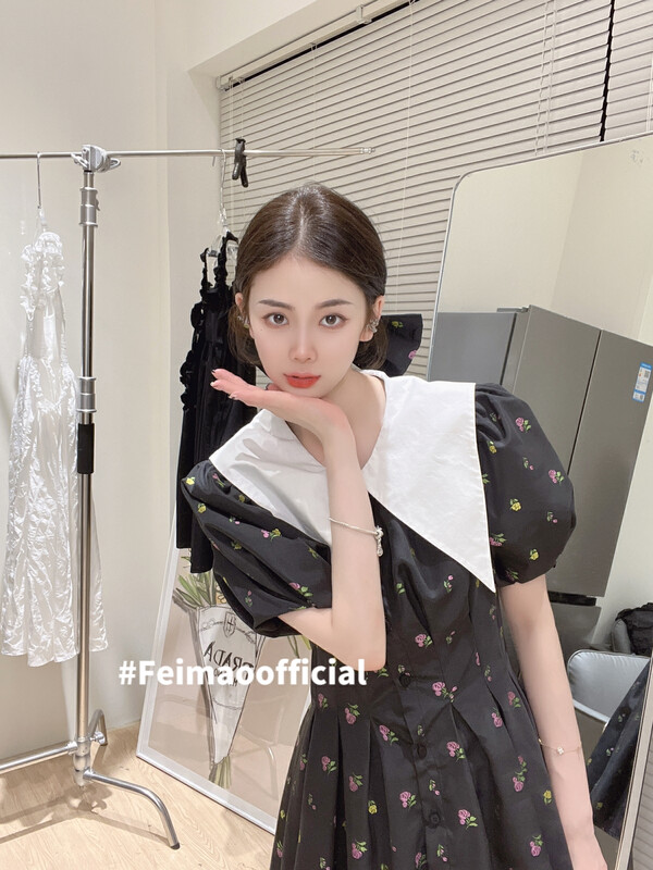 [Feimao (Yimao)] French Style Floral Dress (with hair accessories) ym-7701# LSL