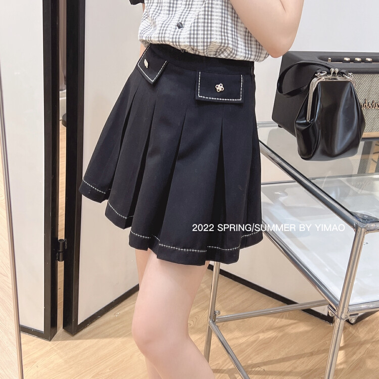 [Feimao (Yimao)] Korean style contrast color pleated skirt ym-8179\lsl