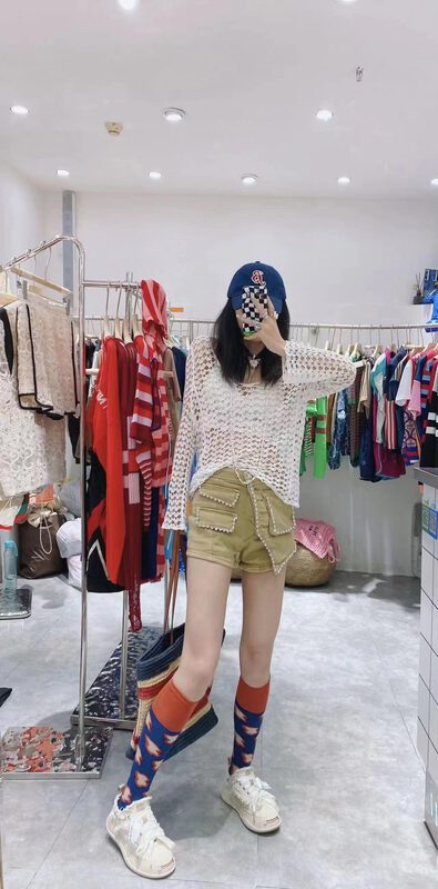 [Danny] casual loose hollow out long sleeves + basic versatile short back underwear set 3273\gyj