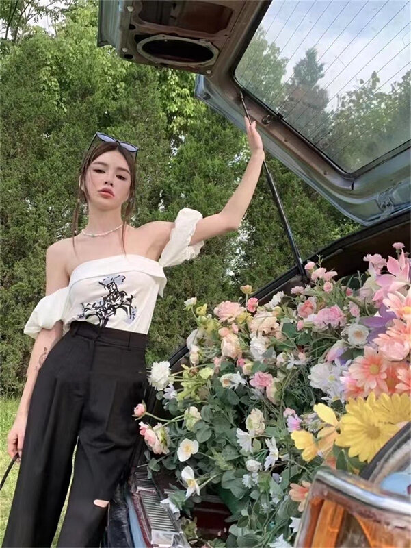[8lei5 ballet] pure desire off shoulder printed shirt ys2-881\wpl