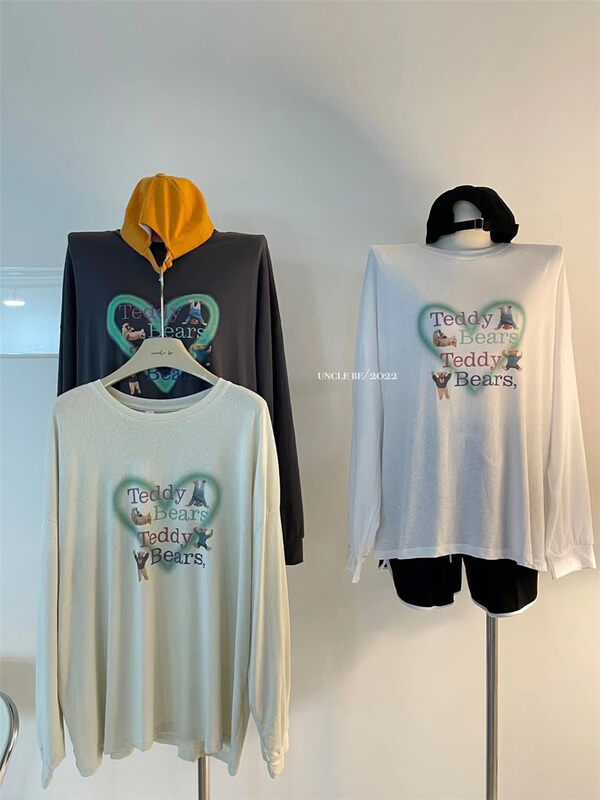 [UNC be] casual color love handstand bear sunscreen long sleeve T-shirt 2126\xyy