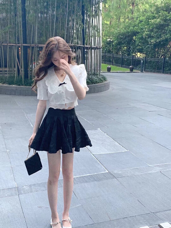 [Hello Miss] Lace French sweet shirt 6286\pcz