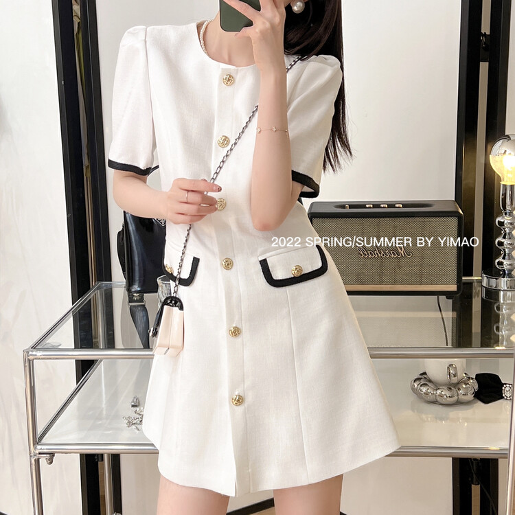 [Feimao (Yimao)] small fragrance round neck single breasted dress (without CAPE) ym-80016\lsl