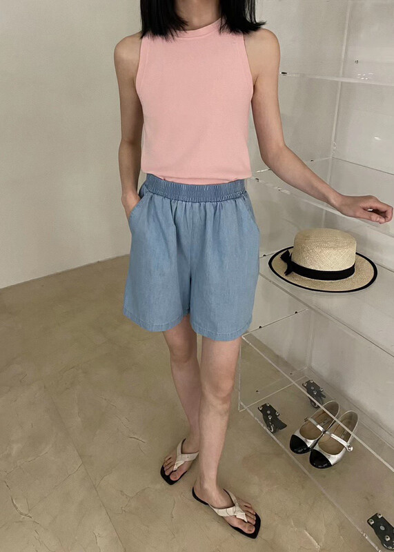 [love] elastic high waist casual denim shorts 2096 \fhx