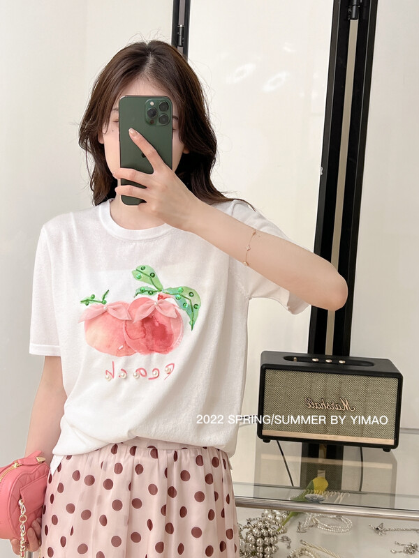 [Feimao (Yimao)] simple and versatile peach short sleeve T-shirt ys1-ym-6113\lsl