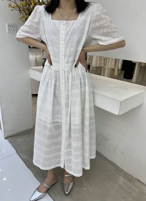 [Liu Liu] square neck sweet and gentle dress 60682# zxl