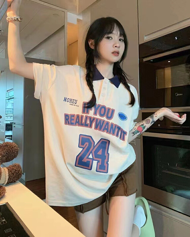 [j.2] letter fashion loose short sleeve T-shirt 5593\lsw