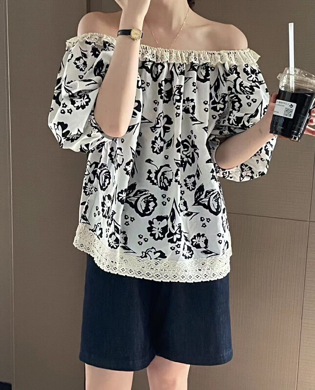 [love] Korean style lace edge, one shoulder and two small shirts s1808# HBx