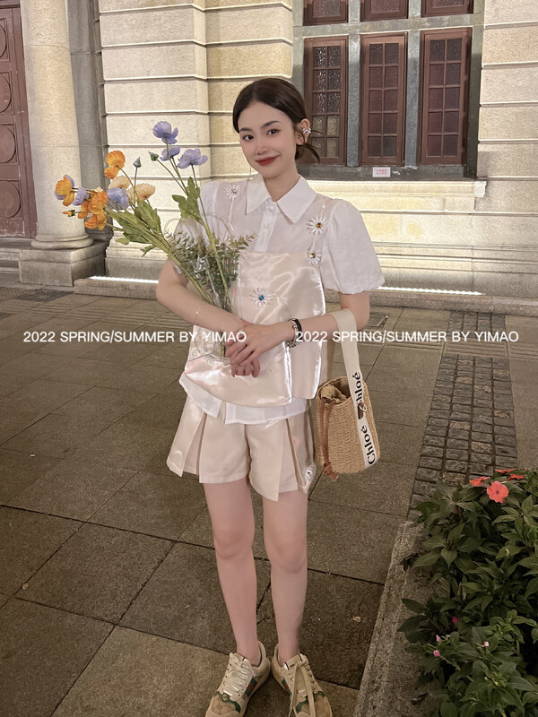 [Feimao (Yimao)] sweet age reducing suspender Vest + high waist slim skirt suit ym-7832\lsl