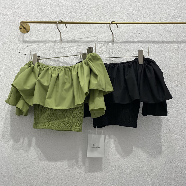 In early summer! [8lei5 ballet] fashionable and versatile flat shoulder lotus leaf edge shirt ys1-869\wpl