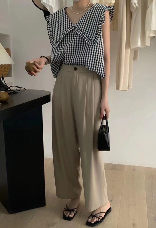 [Focus] Korean high waist slim casual pants 8067\hbx