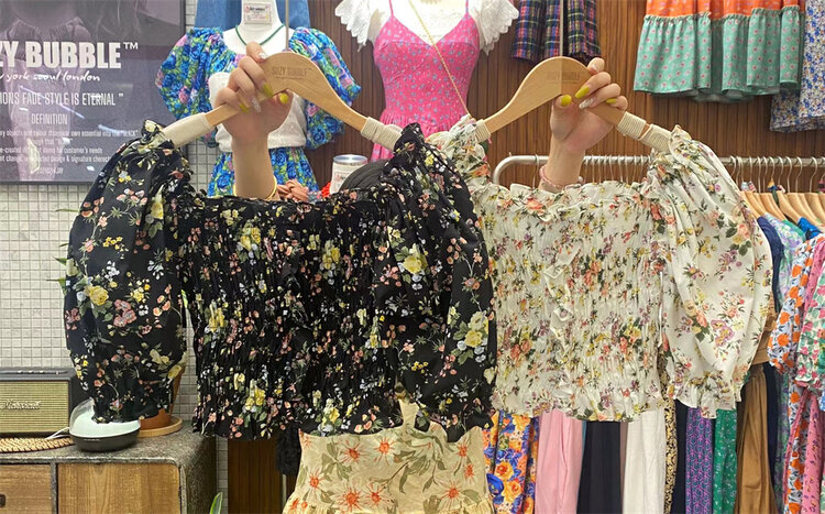 [suzybubble] fresh and simple one shoulder floral short shirt ys1-2808\wpl