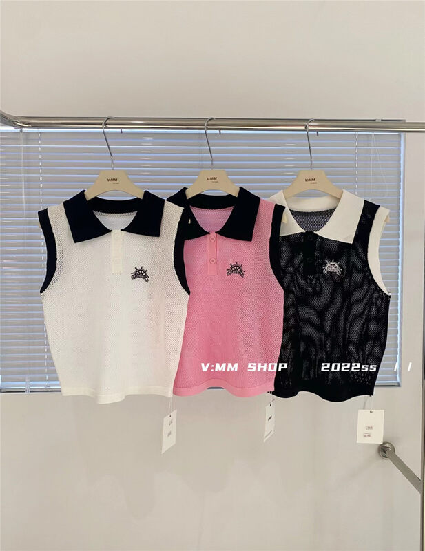 [v:mm] contrast Polo neck versatile vest / sling 88119\cls