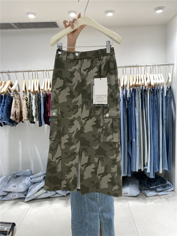 [o not 1] camouflage fashion high waist split skirt w278# LSW