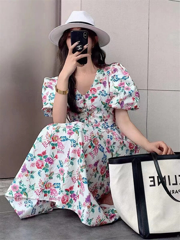 [suzybubble] French V-neck floral dress 861# WPL