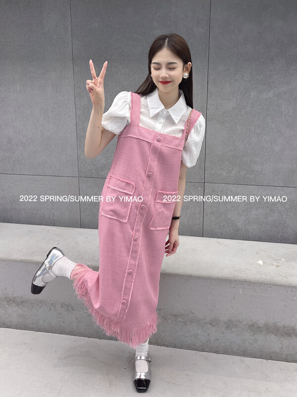 [Feimao (Yimao)] small fragrance sweet loose tassel vest dress ym-8155\lsl