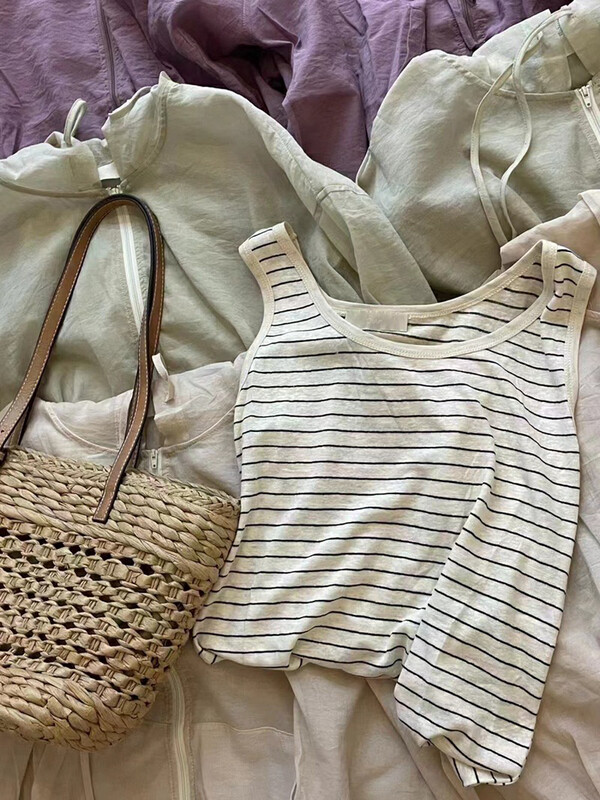 [love] round neck striped casual vest / sling z1529# HBx
