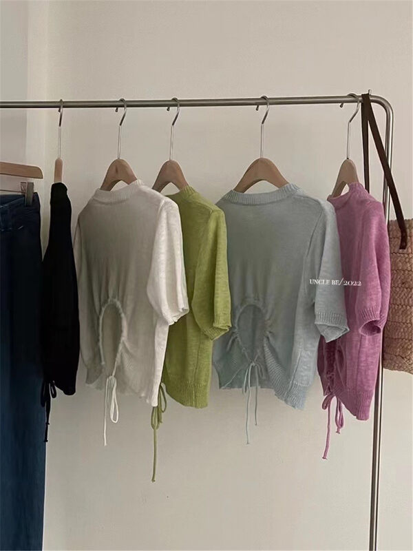 [UNC be] hollow out knitted solid color shirt m01\xyy