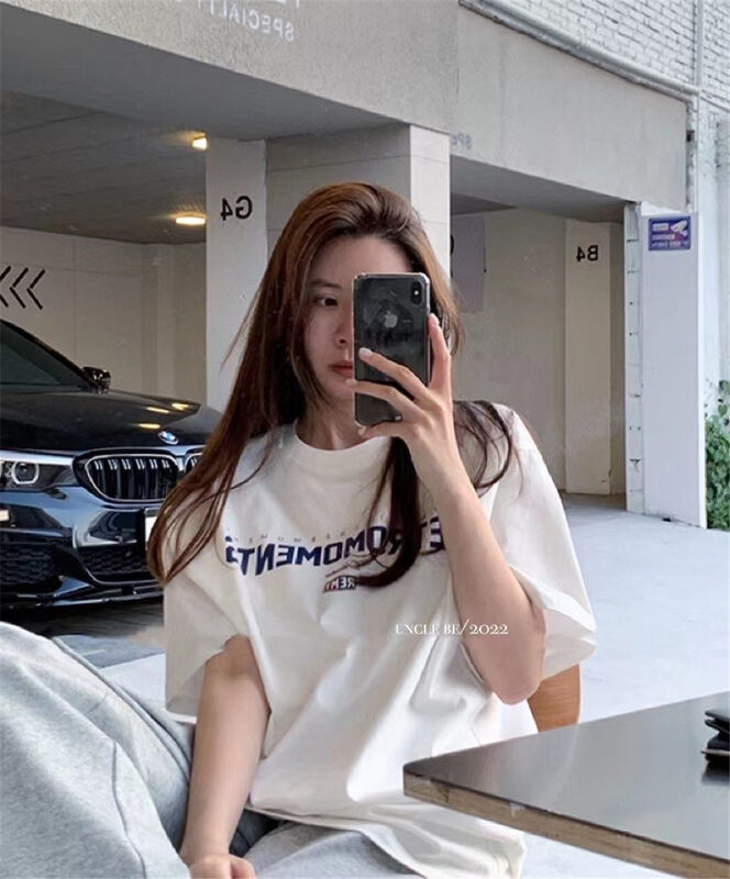 [UNC be] Korean wild letter Casual Short Sleeve T-shirt 2121\xyy
